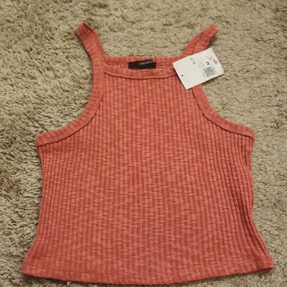 Forever 21 Ribbed Coral Tank Top In Size M